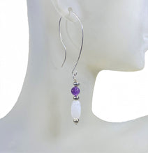 Load image into Gallery viewer, Amethyst and Moonstone Earrings with Argentium Sterling Silver Nickel Free Ear Wires
