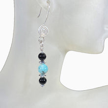 Load image into Gallery viewer, Amazonite and Black Onyx Earrings for Sensitive Ears
