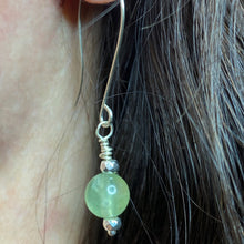 Load image into Gallery viewer, Prehnite with Epidote Earrings with Argentium .935 Sterling Silver Ear Wires for Sensitive Ears
