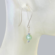 Load image into Gallery viewer, Prehnite with Epidote Earrings with Argentium .935 Sterling Silver Ear Wires for Sensitive Ears
