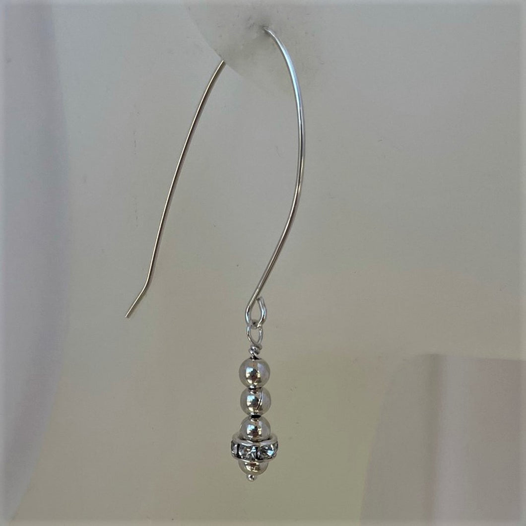 White Zircon and Argentium .935 Sterling Silver Nickel Free Earrings