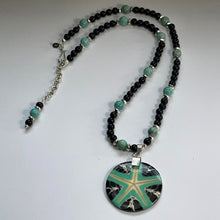 Load image into Gallery viewer, Tropical Amazonite and Black Onyx Gemstone Bead Necklace
