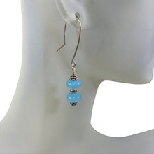 Load image into Gallery viewer, Aquamarine, Vintage Bali Sterling with Nickel Free Argentium Sterling Earrings for Sensitive Ears
