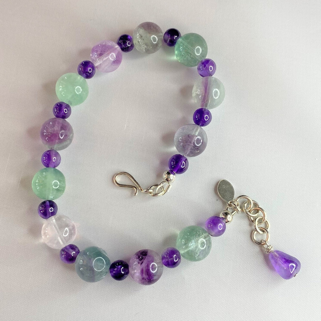 Fluorite and Amethyst Bracelet