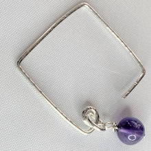 Load image into Gallery viewer, Amethyst Bead on Argentium .935 Sterling Silver Square Ear Wires
