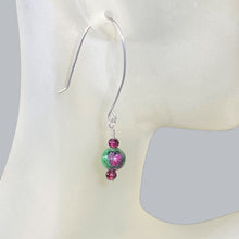 Load image into Gallery viewer, Ruby in Zoisite Earrings with Argentium Sterling Silver Ear Wires for Sensitive Ears
