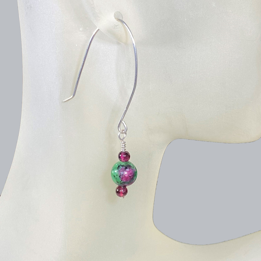 Ruby in Zoisite Earrings with Argentium Sterling Silver Ear Wires for Sensitive Ears