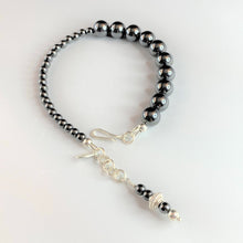 Load image into Gallery viewer, Half and Half Hematite and Argentium Sterling Silver Bracelet
