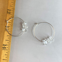 Load image into Gallery viewer, Herkimer Diamond and Argentium Sterling Silver 1&quot; Hoop Earrings for Sensitive Ears
