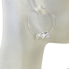 Load image into Gallery viewer, Herkimer Diamond and Argentium Sterling Silver 1&quot; Hoop Earrings for Sensitive Ears
