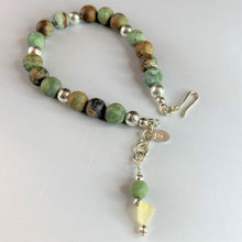 Load image into Gallery viewer, Green Opal Bracelet with Fluorite Beads
