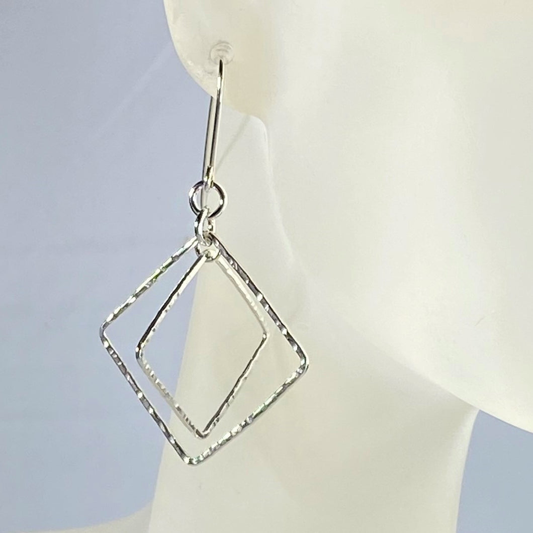 Argentium .935 Sterling Silver Double Square Earrings