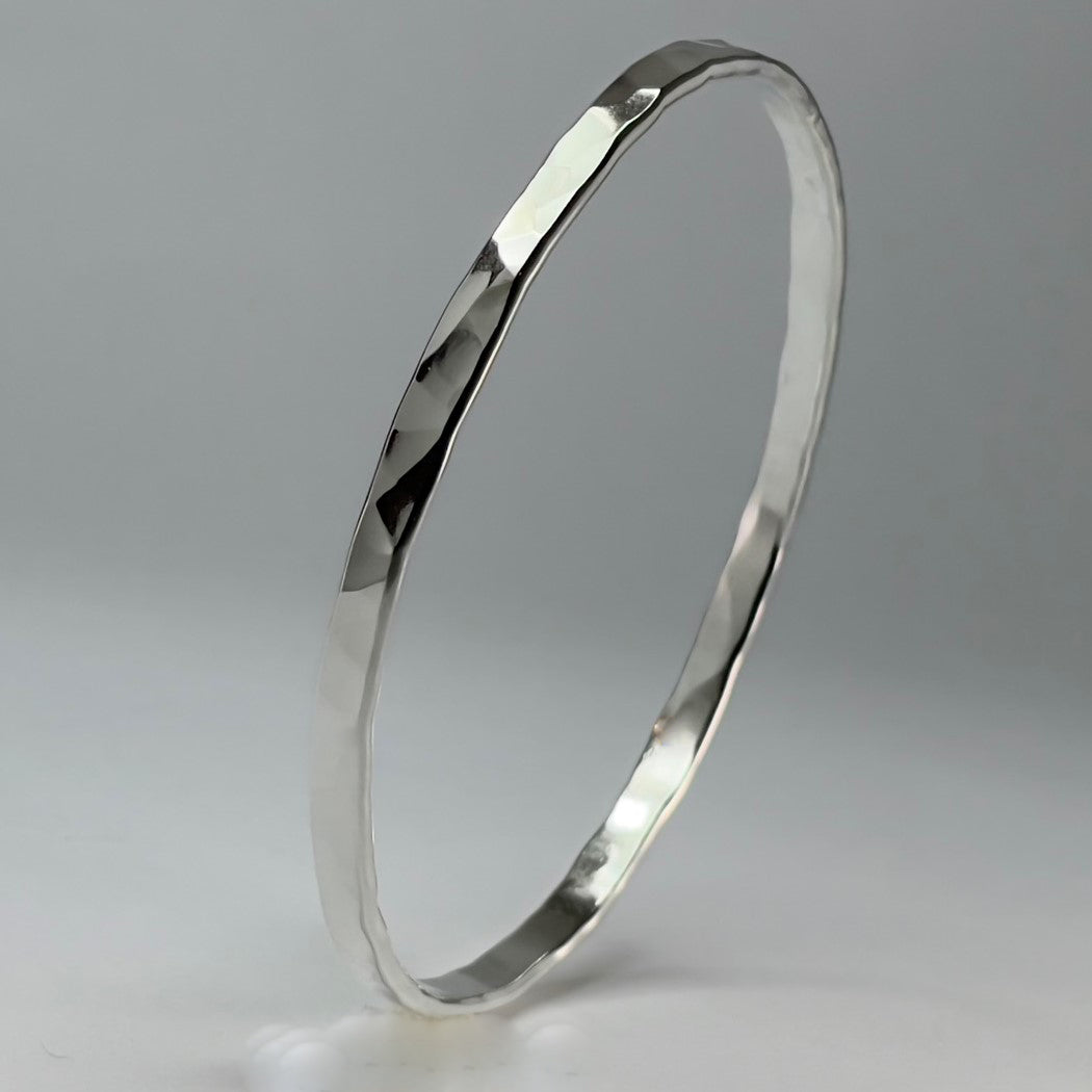 Elegant Argentium Sterling Silver Round Bangle Bracelet